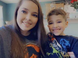 Camiel with her son